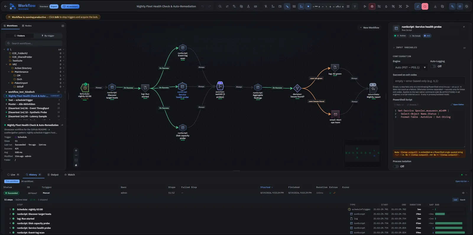 Enlarge product image Original screenshot of the NodePilot Workflow Designer with the workflow canvas and the properties panel.